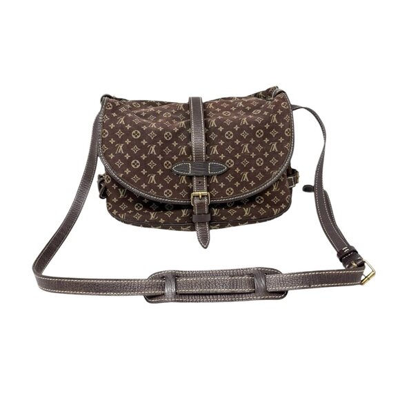 LOUIS VUITTON Vintage Monogram Saumur Doubled Crossbody Brown Green [106379] - Picture 5 of 16